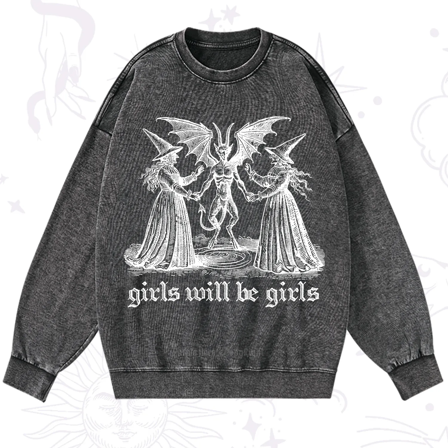 Purplehecate Witch Girls Will Be Girls Washed Sweatshirt