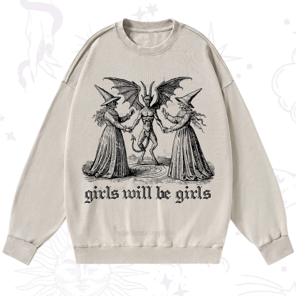 Purplehecate Witch Girls Will Be Girls Washed Sweatshirt