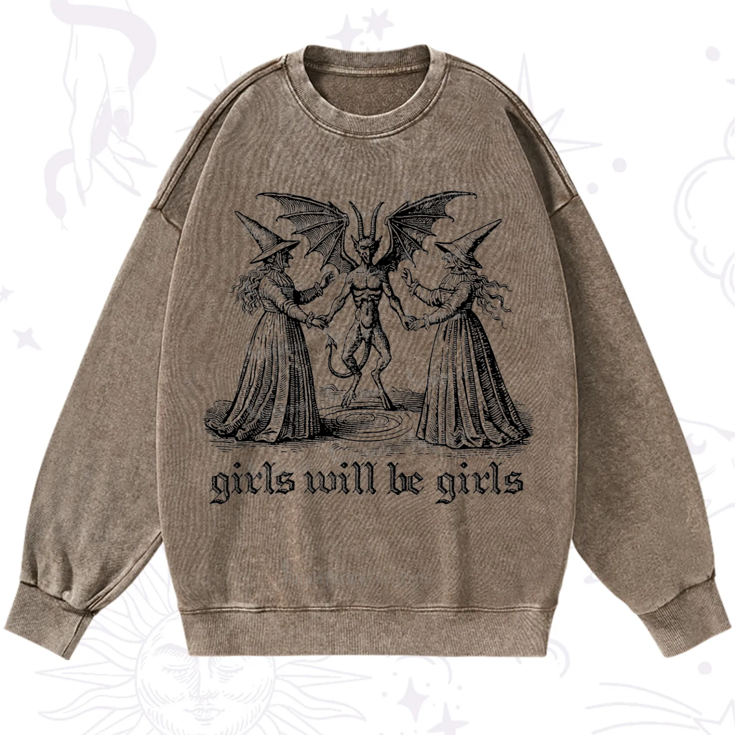 Purplehecate Witch Girls Will Be Girls Washed Sweatshirt