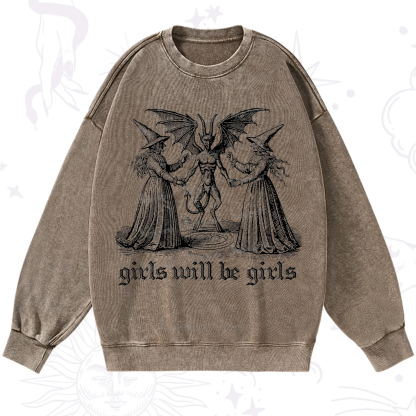 Purplehecate Witch Girls Will Be Girls Washed Sweatshirt