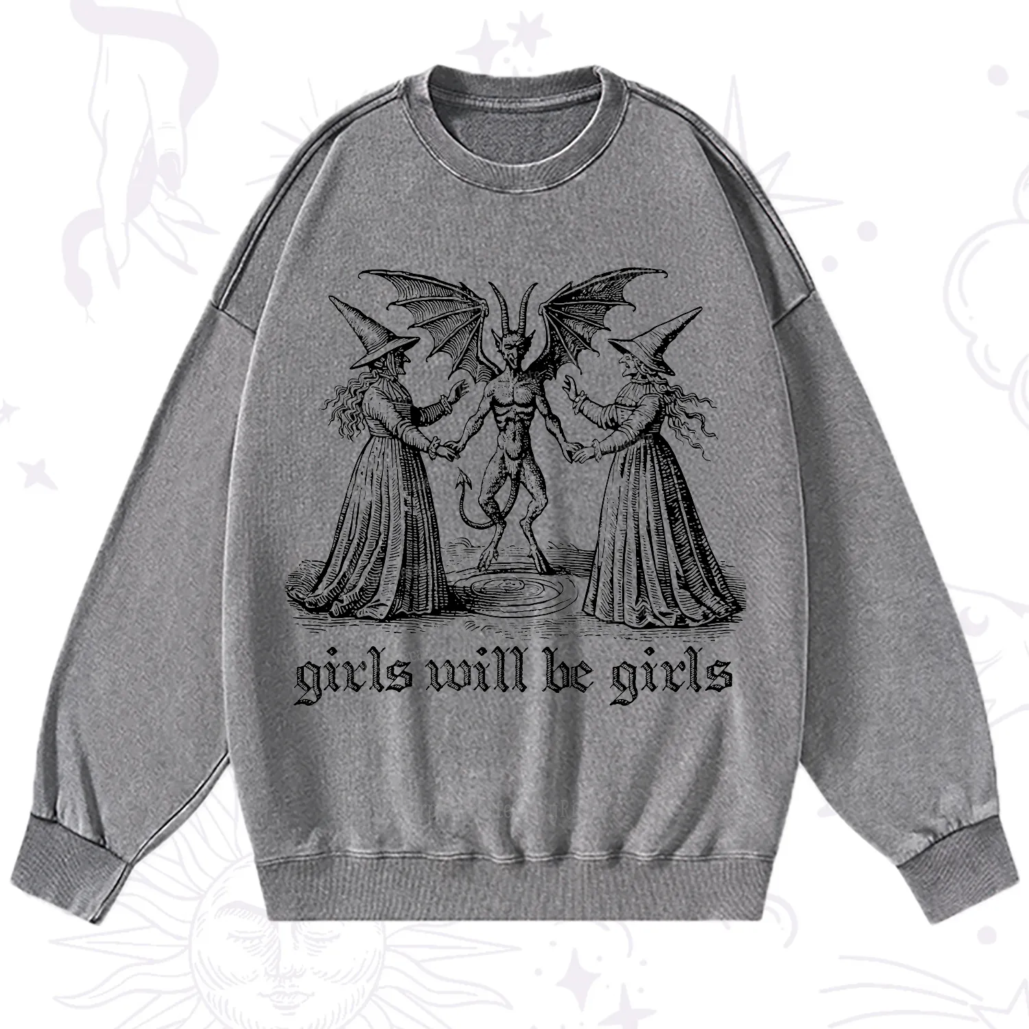 Purplehecate Witch Girls Will Be Girls Washed Sweatshirt