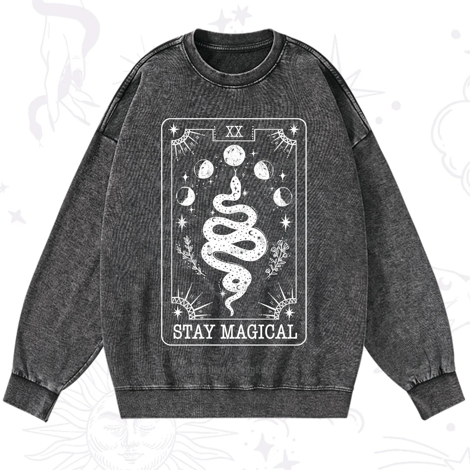 Purplehecate The Stay Magical Tarot Washed Sweatshirt