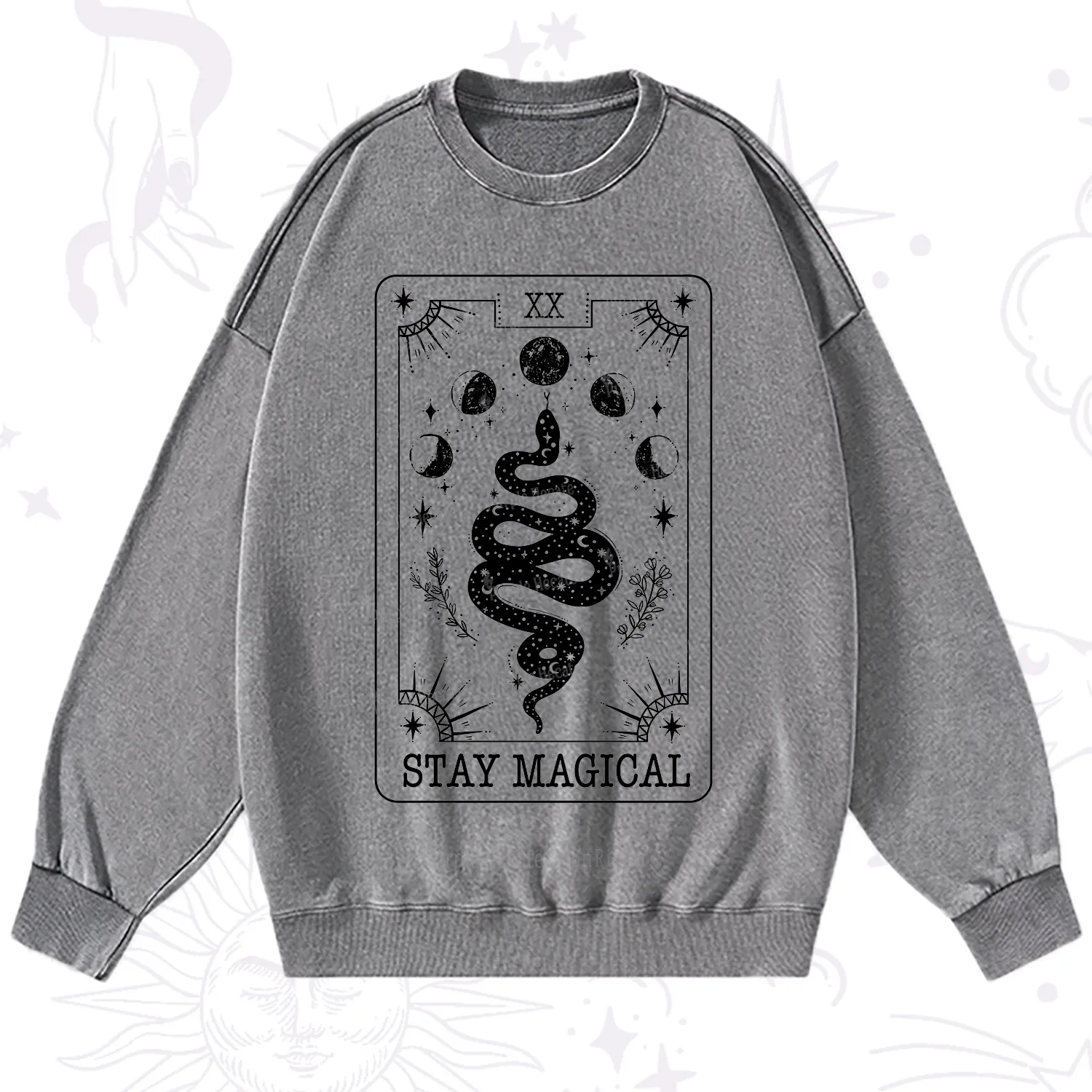 Purplehecate The Stay Magical Tarot Washed Sweatshirt