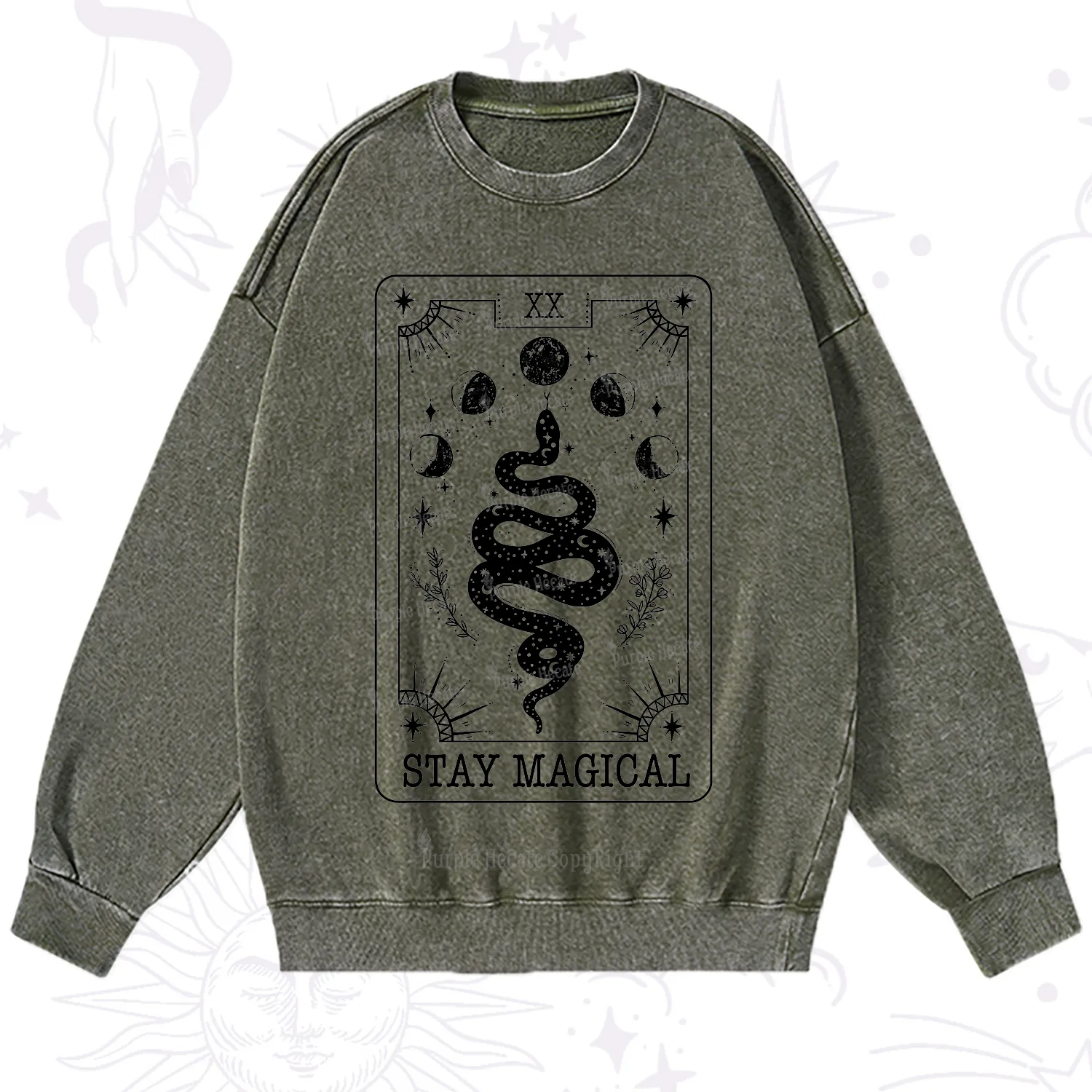 Purplehecate The Stay Magical Tarot Washed Sweatshirt
