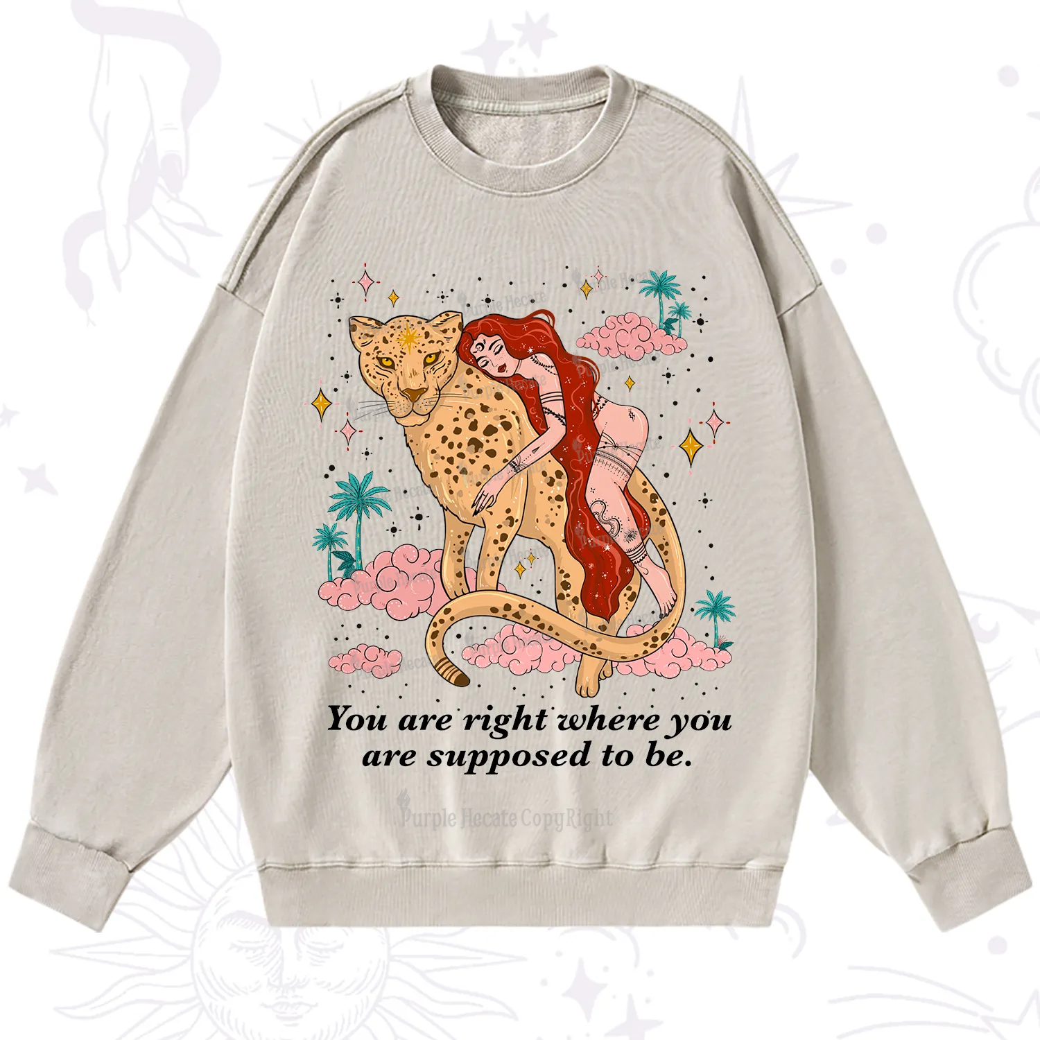 Purplehecate You Are Right Where You Are Supposed To Be Washed Sweatshirt
