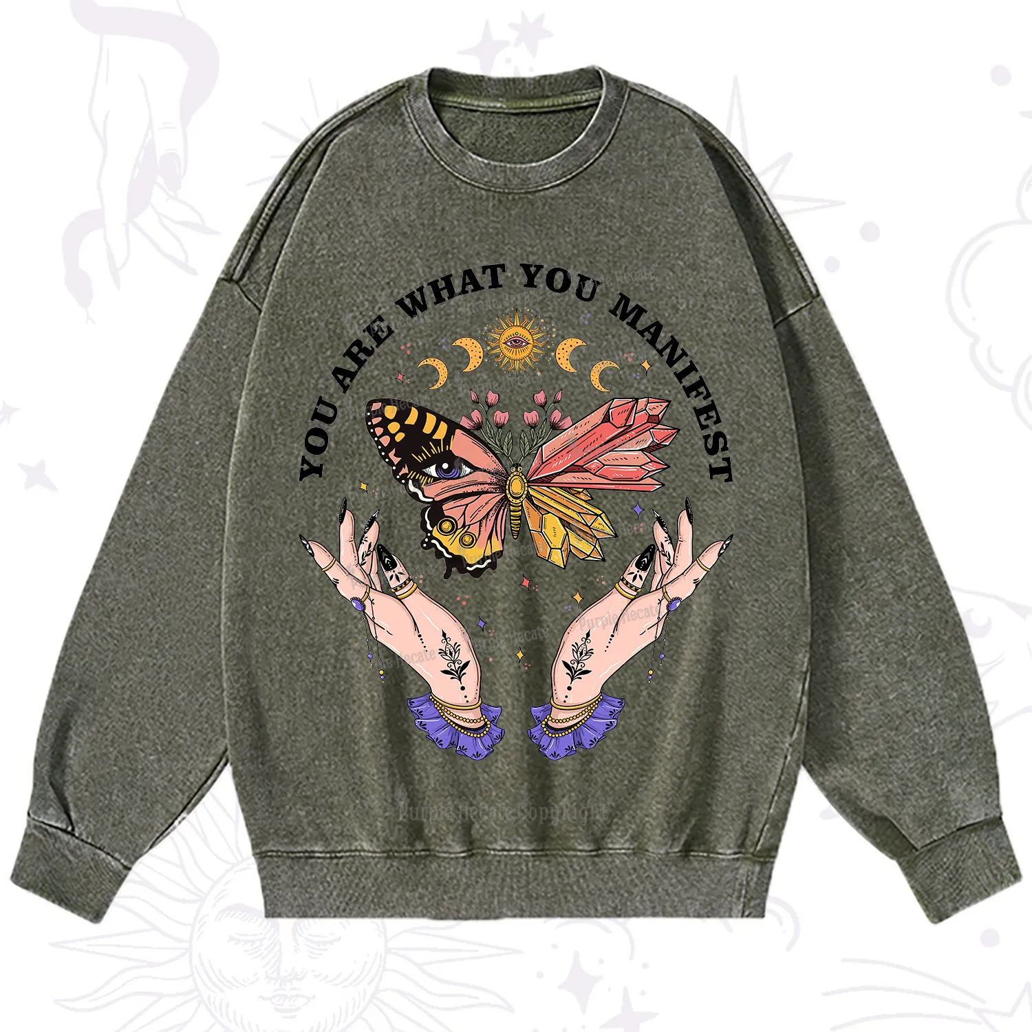 Purplehecate You Are What You Manifest Washed Sweatshirt