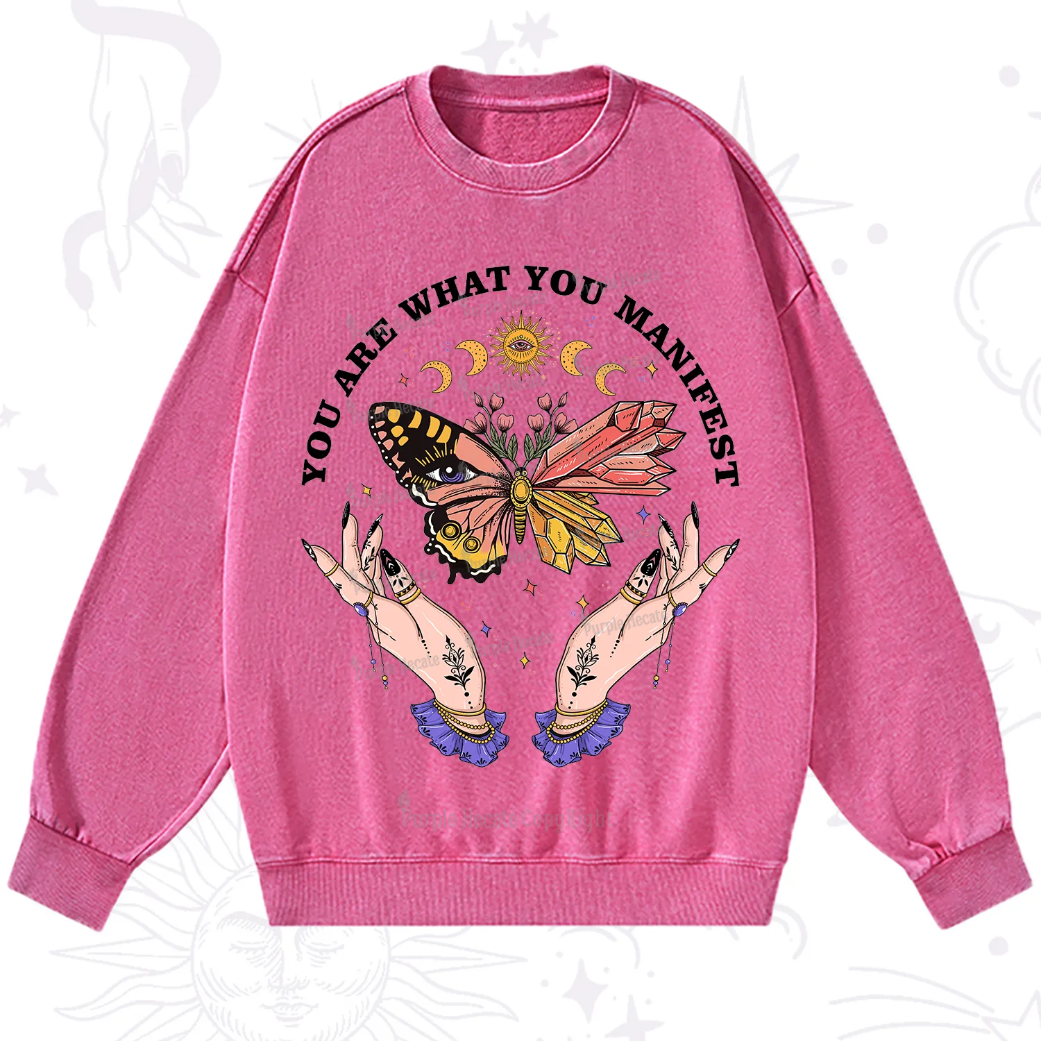Purplehecate You Are What You Manifest Washed Sweatshirt