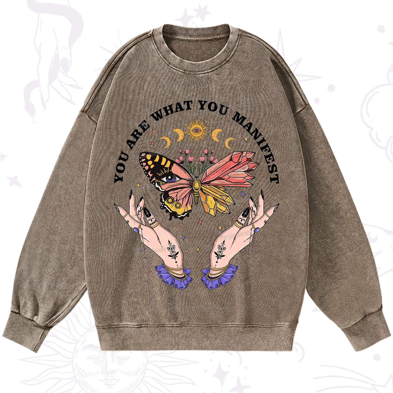Purplehecate You Are What You Manifest Washed Sweatshirt