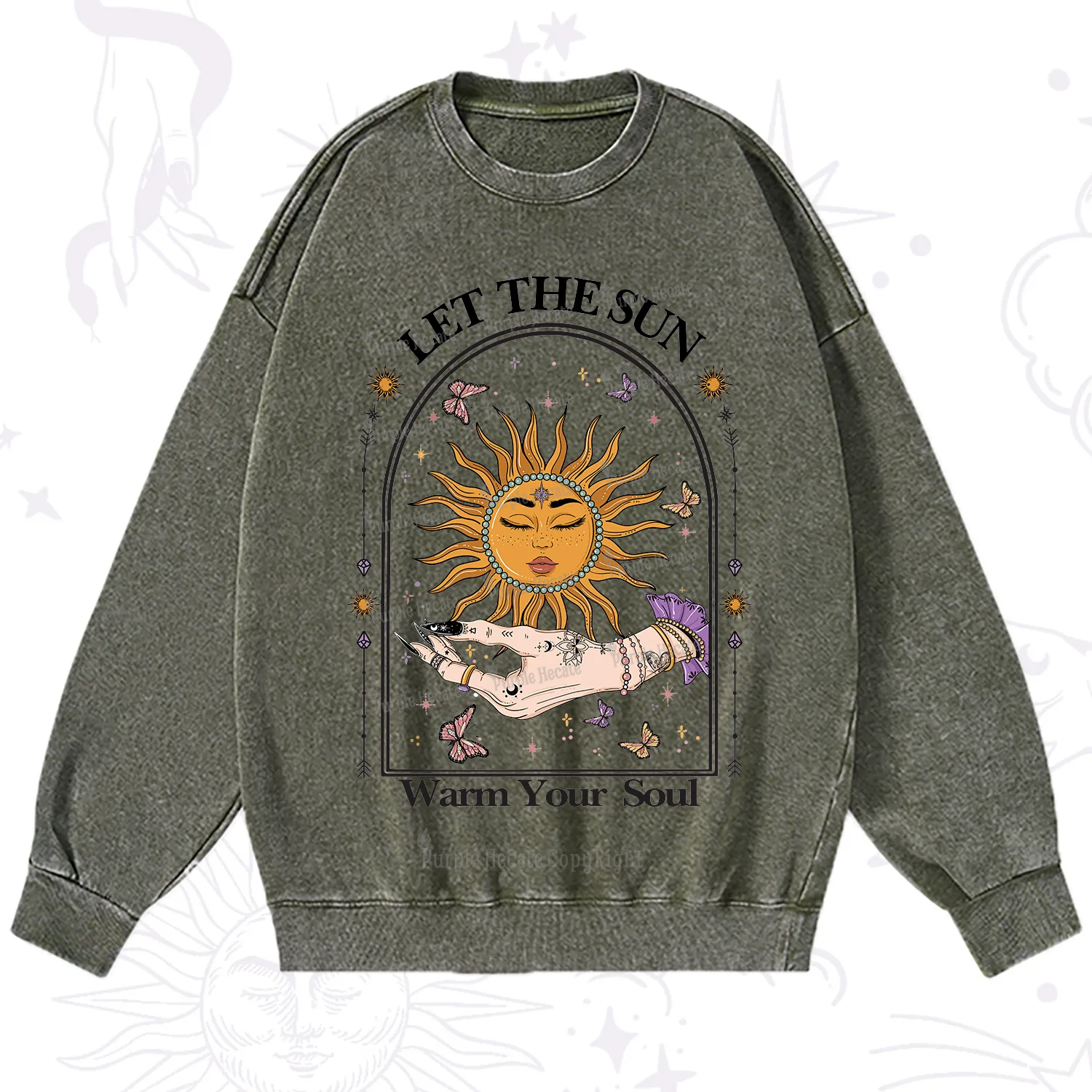 Purplehecate Let The Sun Warm Your Soul Washed Sweatshirt