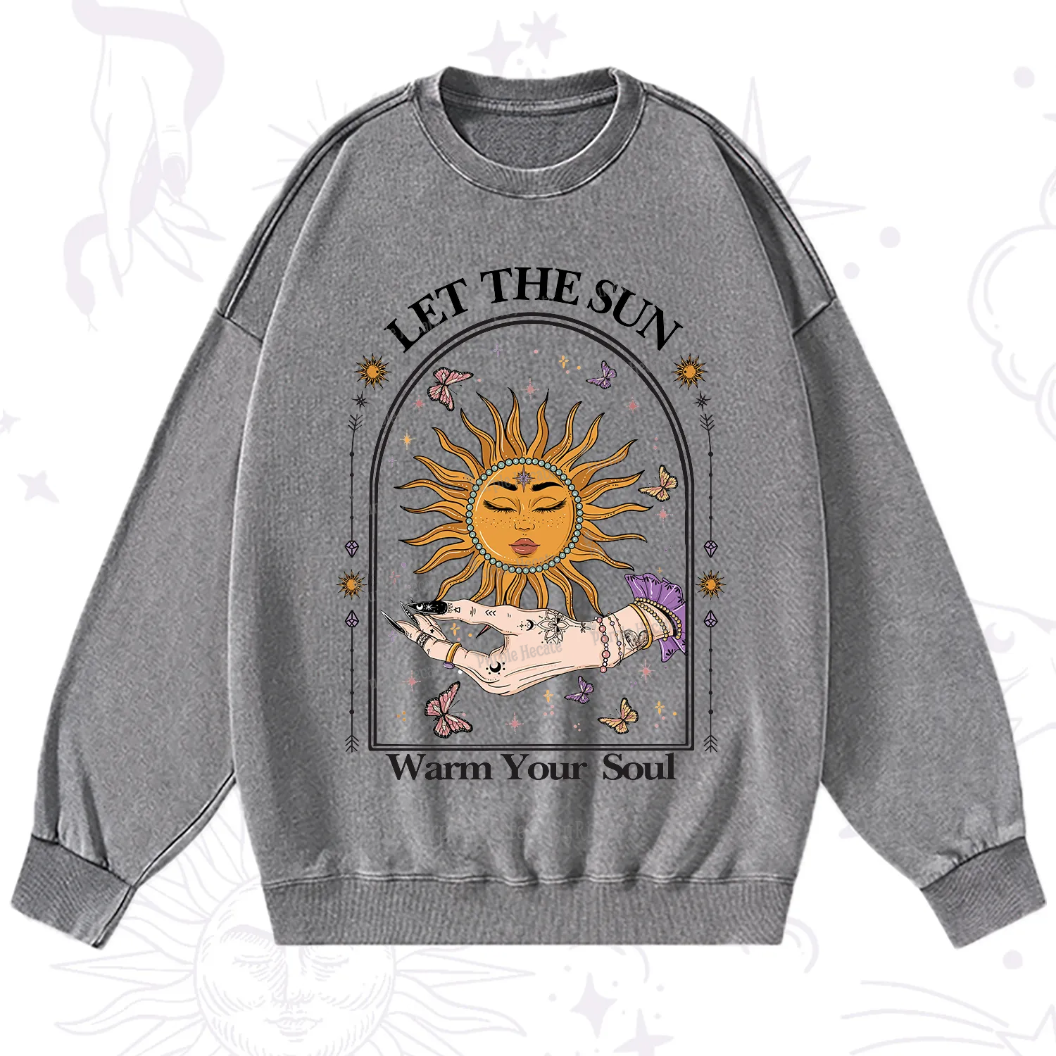 Purplehecate Let The Sun Warm Your Soul Washed Sweatshirt