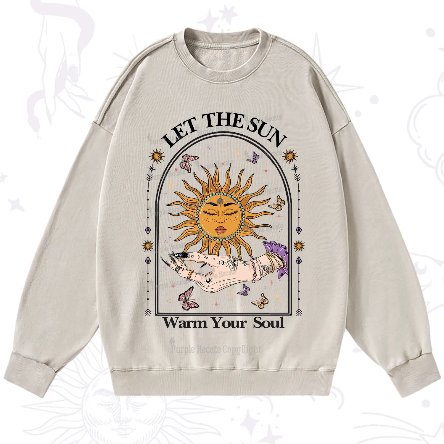 Purplehecate Let The Sun Warm Your Soul Washed Sweatshirt