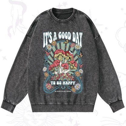 Purplehecate It's A Good Day To Be Happy Washed Sweatshirt