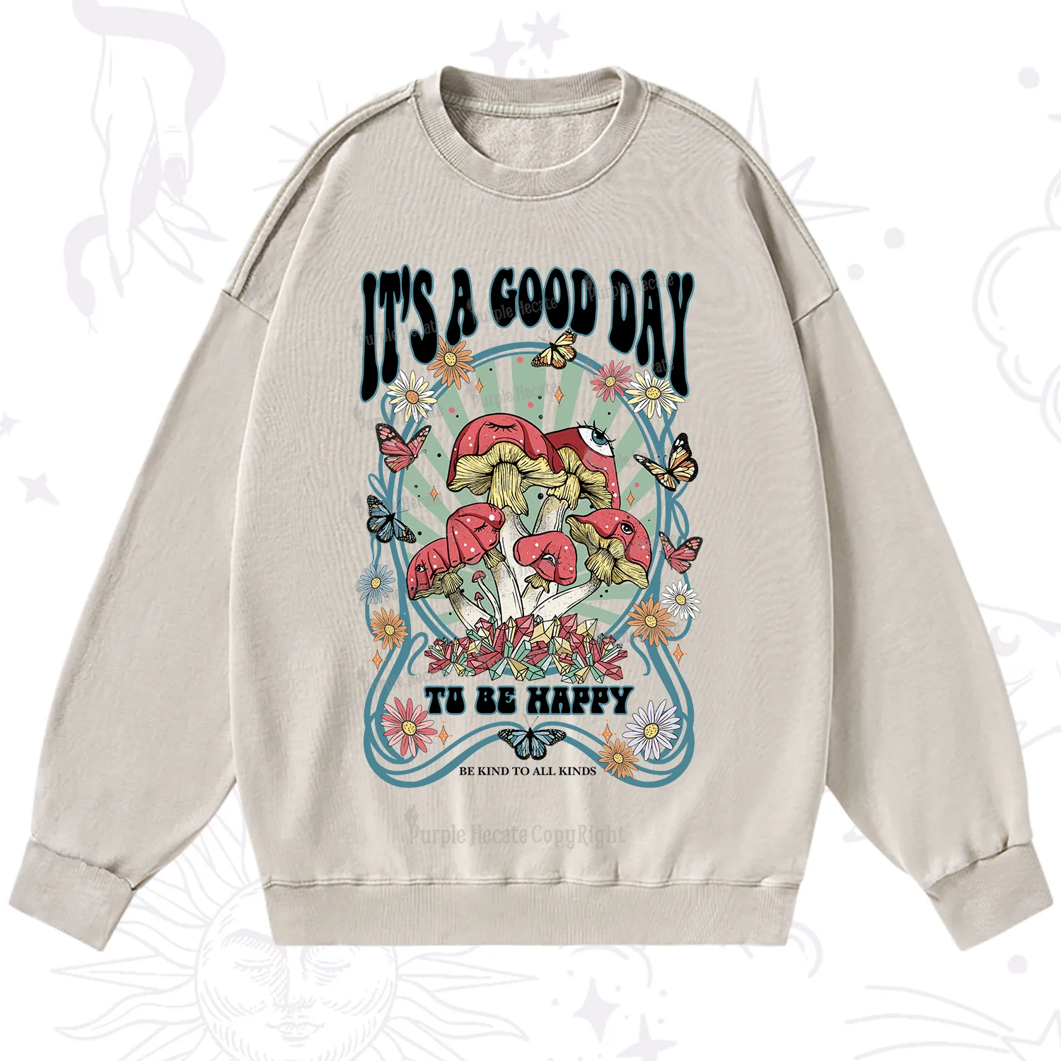 Purplehecate It's A Good Day To Be Happy Washed Sweatshirt