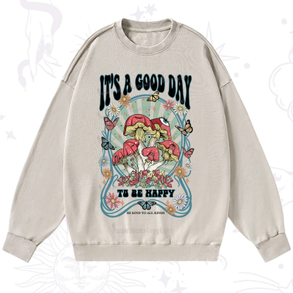 Purplehecate It's A Good Day To Be Happy Washed Sweatshirt