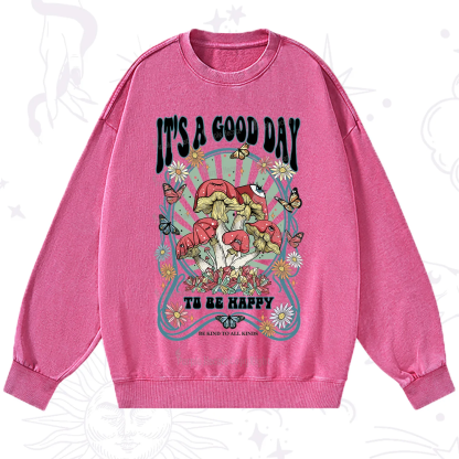 Purplehecate It's A Good Day To Be Happy Washed Sweatshirt
