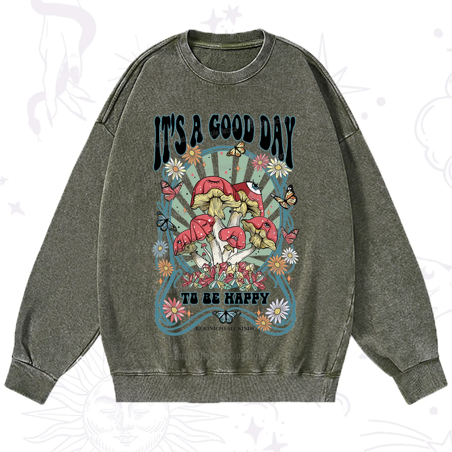 Purplehecate It's A Good Day To Be Happy Washed Sweatshirt