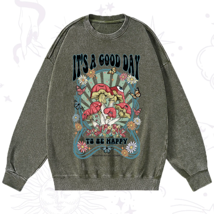 Purplehecate It's A Good Day To Be Happy Washed Sweatshirt