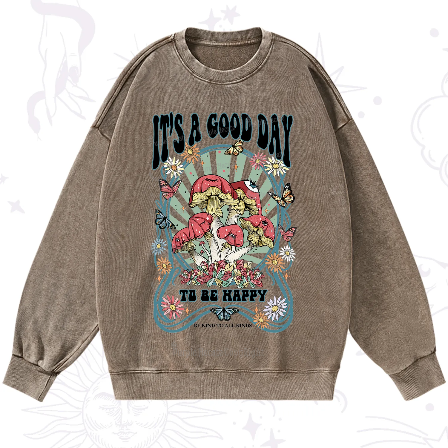 Purplehecate It's A Good Day To Be Happy Washed Sweatshirt