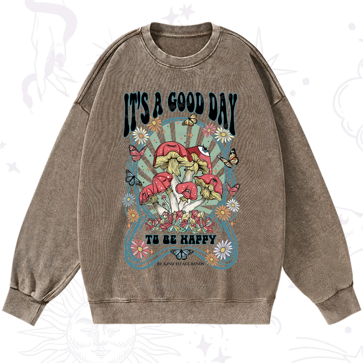 Purplehecate It's A Good Day To Be Happy Washed Sweatshirt