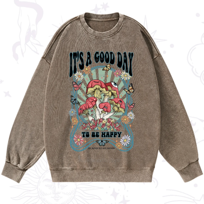 Purplehecate It's A Good Day To Be Happy Washed Sweatshirt