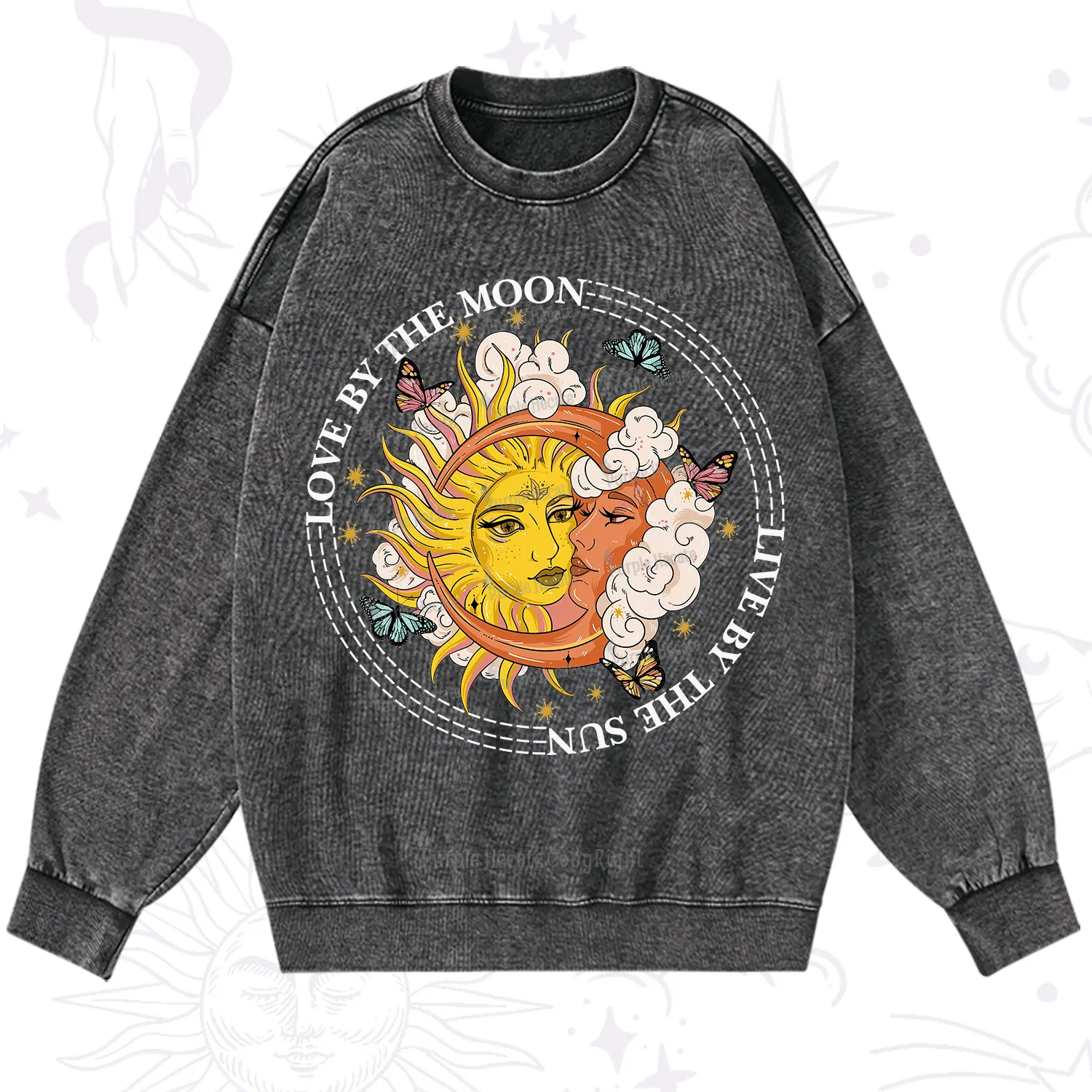 Purplehecate Live By The Sun Love By The Moon Washed Sweatshirt