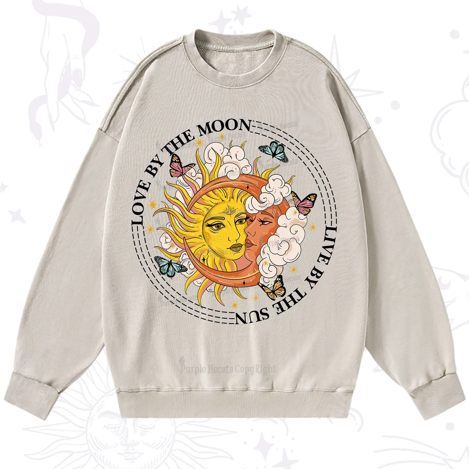 Purplehecate Live By The Sun Love By The Moon Washed Sweatshirt