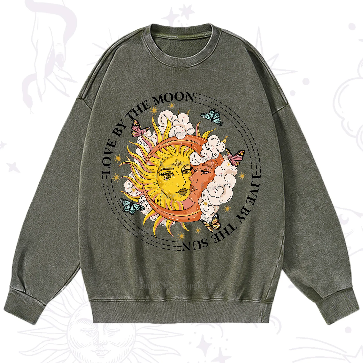 Purplehecate Live By The Sun Love By The Moon Washed Sweatshirt