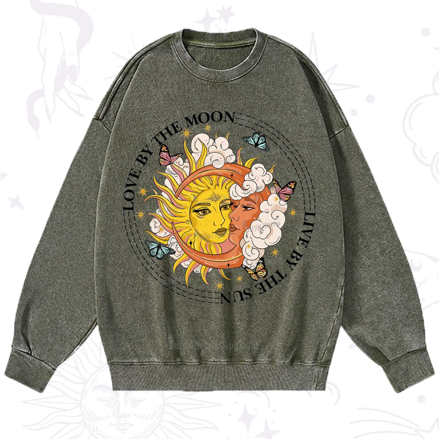 Purplehecate Live By The Sun Love By The Moon Washed Sweatshirt