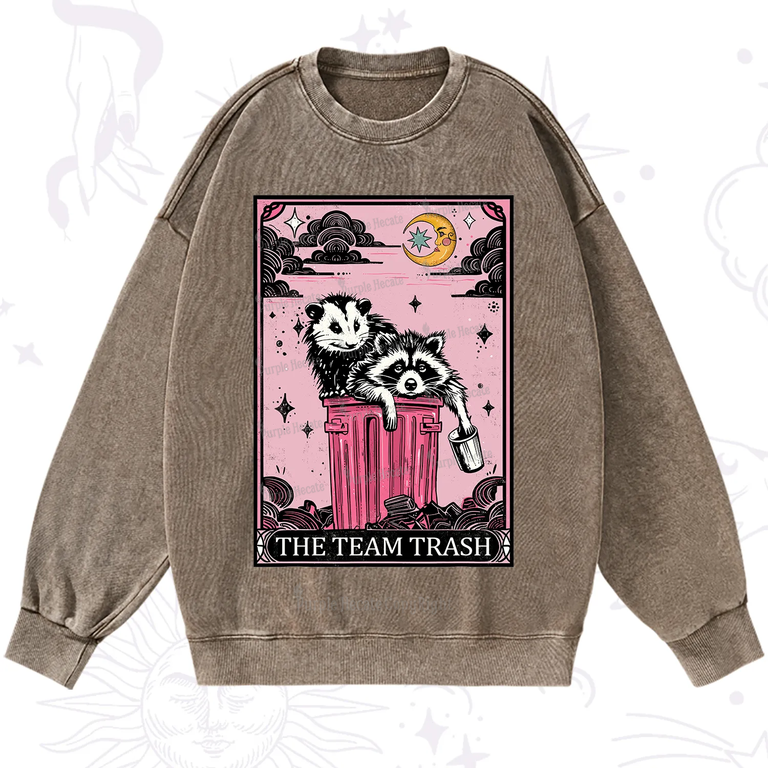 Purplehecate The Team Trash Raccoon & Possum Tarot Washed Sweatshirt