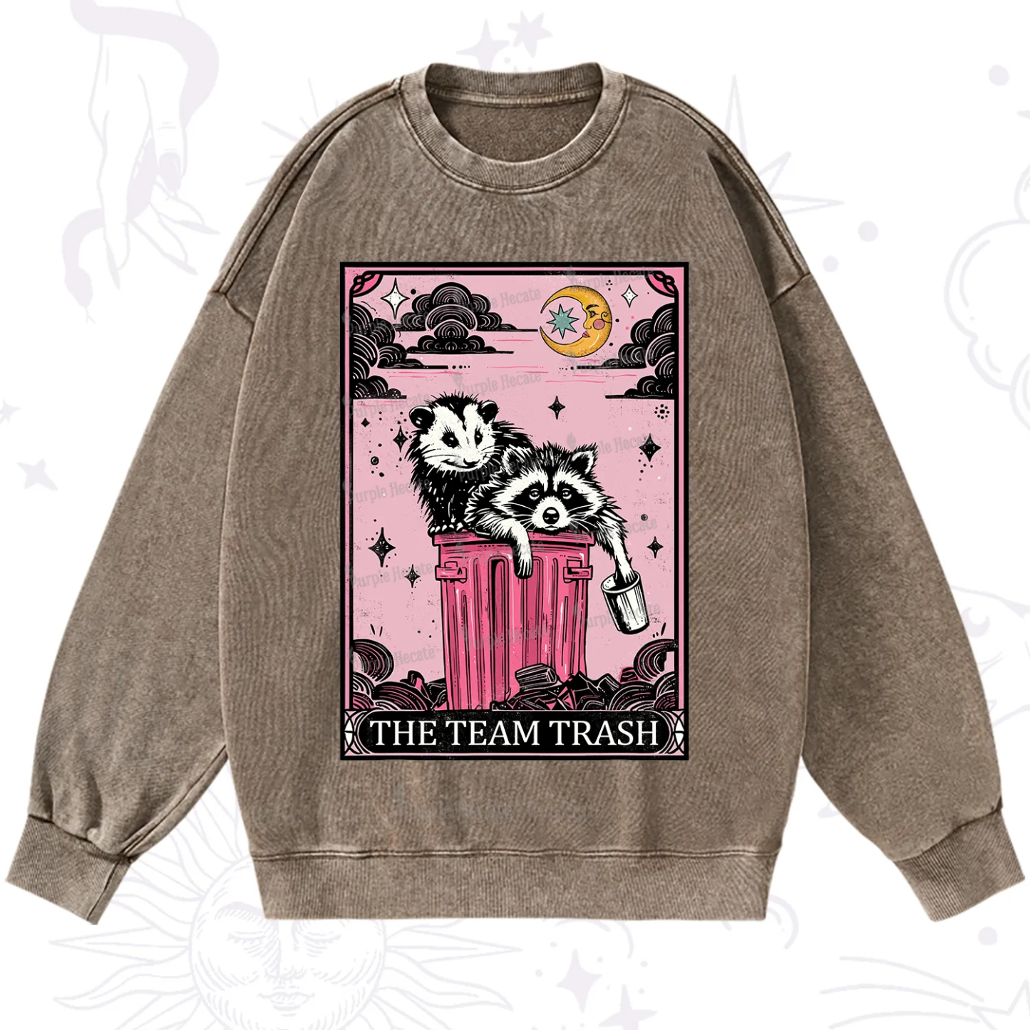 Purplehecate The Team Trash Raccoon & Possum Tarot Washed Sweatshirt