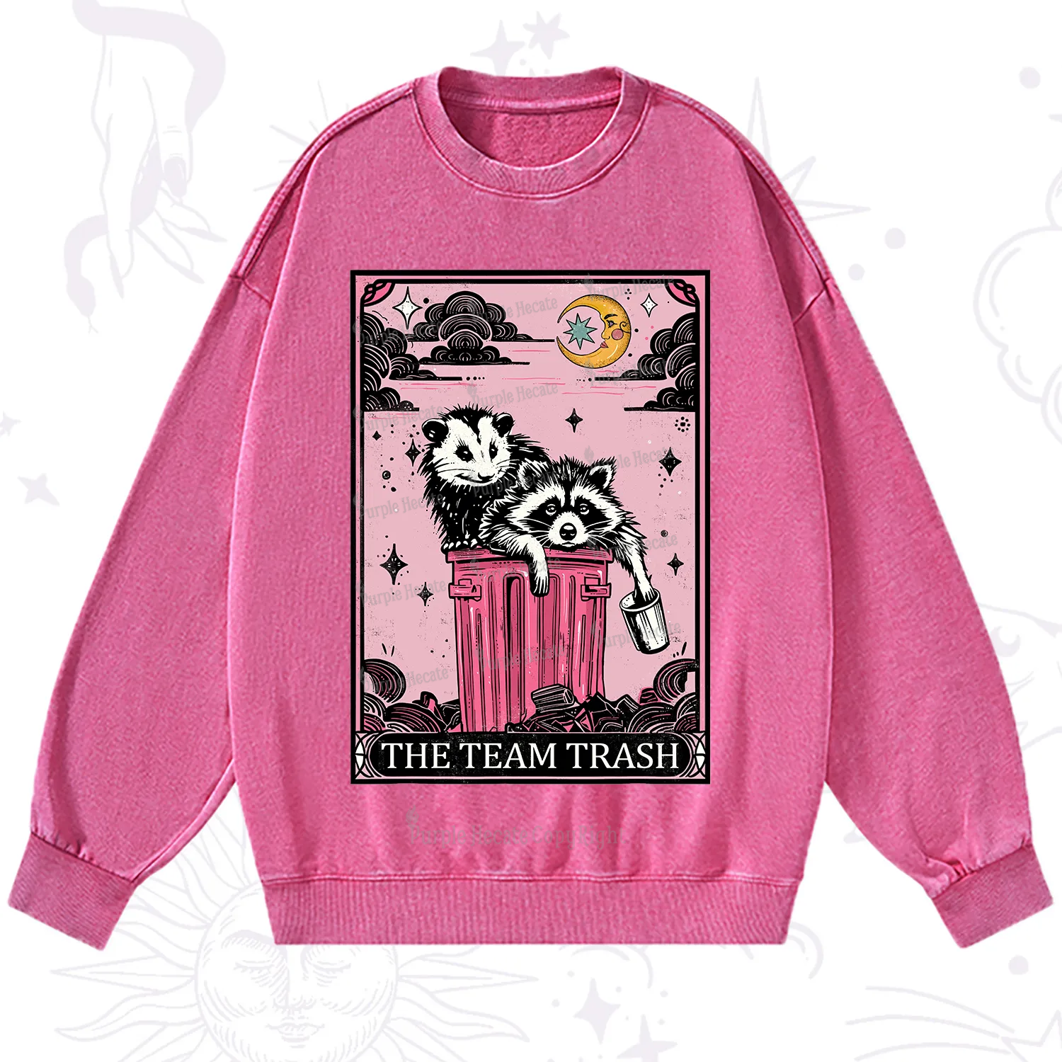 Purplehecate The Team Trash Raccoon & Possum Tarot Washed Sweatshirt