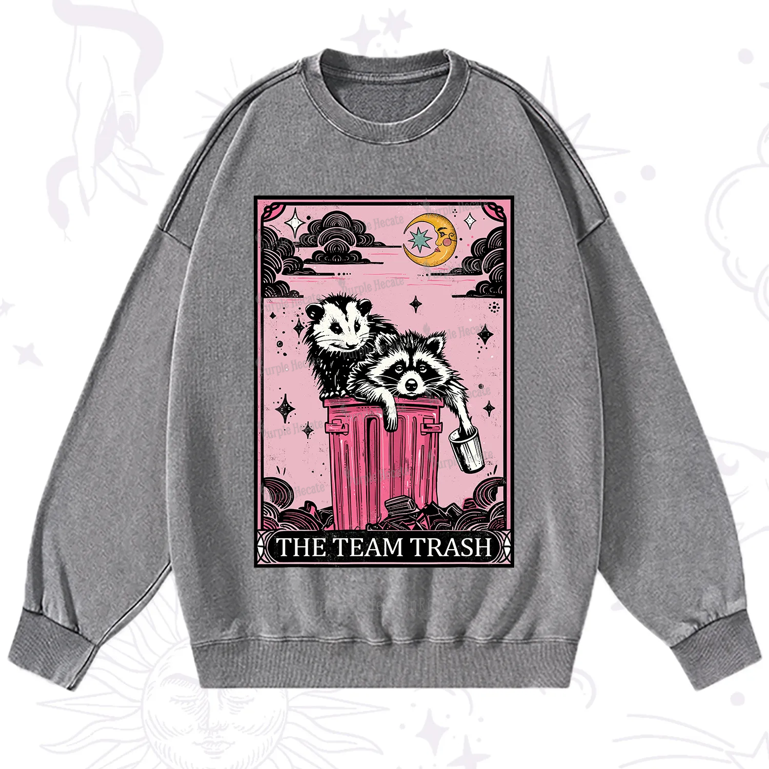 Purplehecate The Team Trash Raccoon & Possum Tarot Washed Sweatshirt