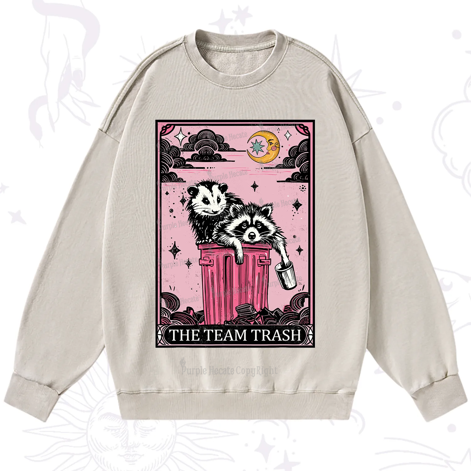 Purplehecate The Team Trash Raccoon & Possum Tarot Washed Sweatshirt