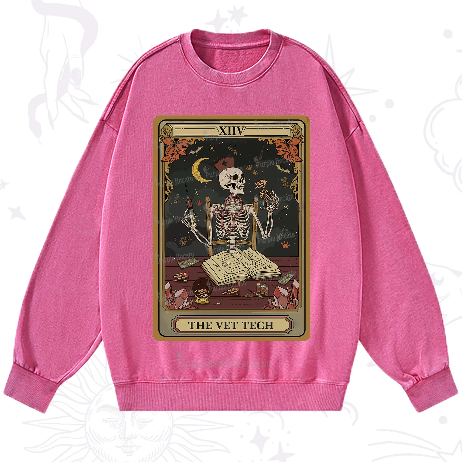 Purplehecate The Vet Tech Skeleton Tarot Washed Sweatshirt