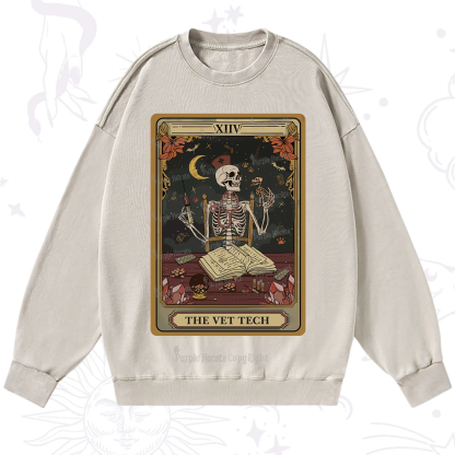 Purplehecate The Vet Tech Skeleton Tarot Washed Sweatshirt