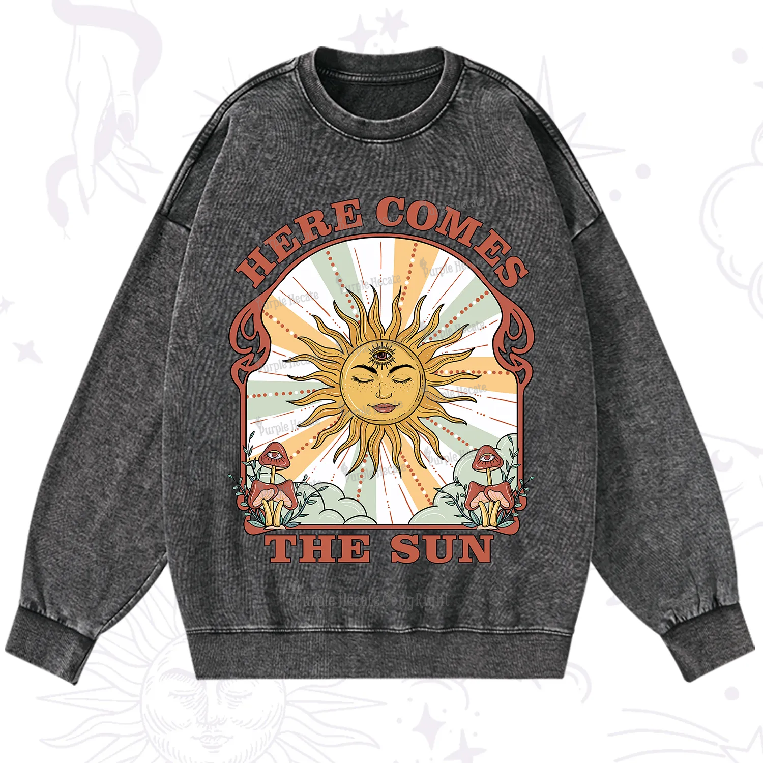 Purplehecate Here Comes The Sun Washed Sweatshirt
