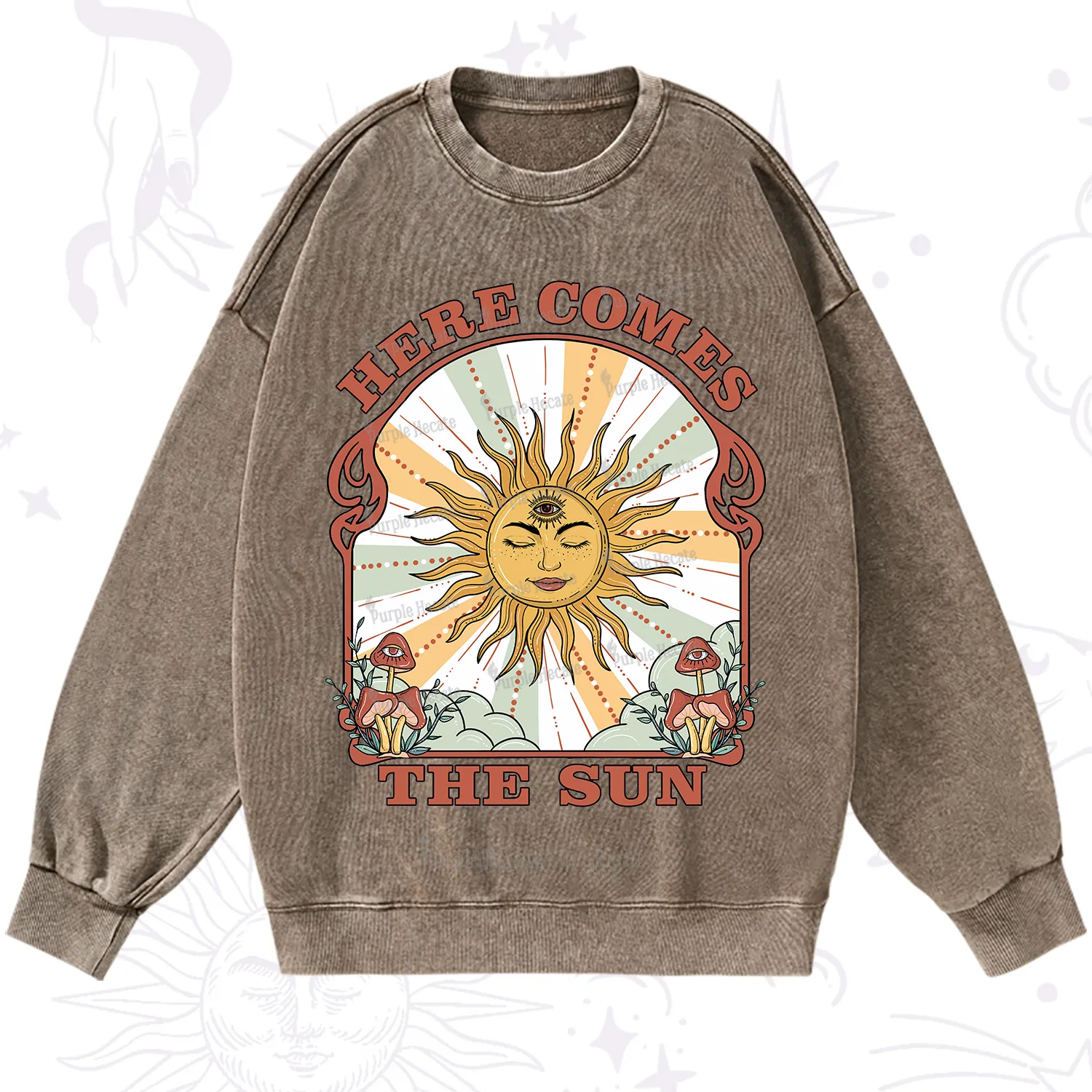 Purplehecate Here Comes The Sun Washed Sweatshirt