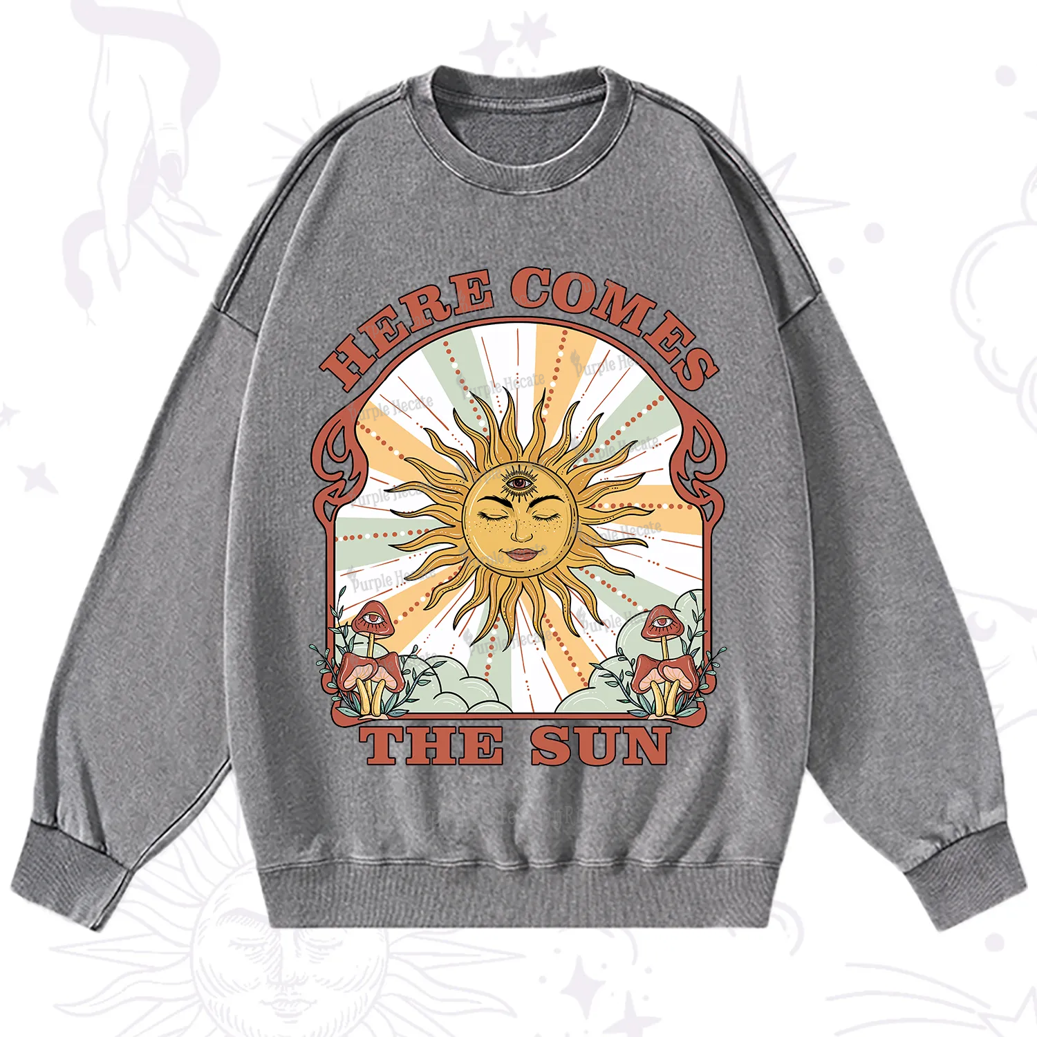 Purplehecate Here Comes The Sun Washed Sweatshirt