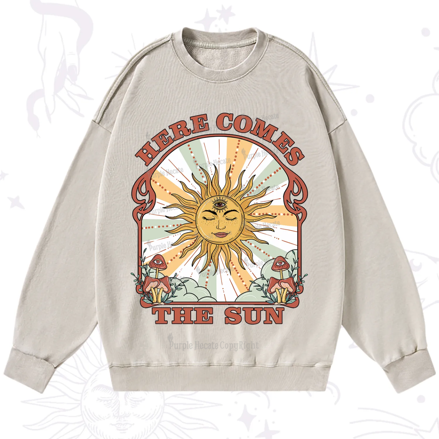 Purplehecate Here Comes The Sun Washed Sweatshirt