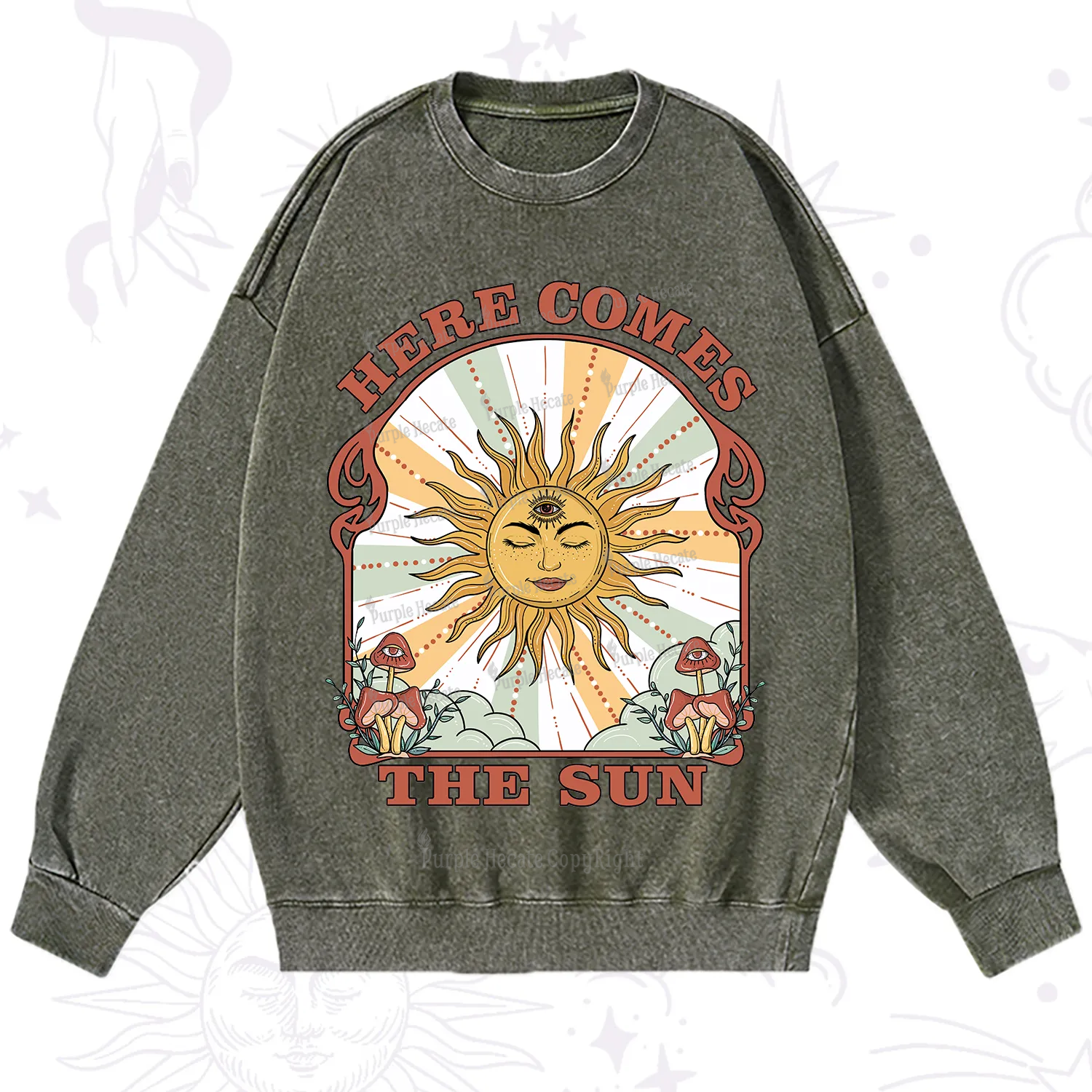 Purplehecate Here Comes The Sun Washed Sweatshirt