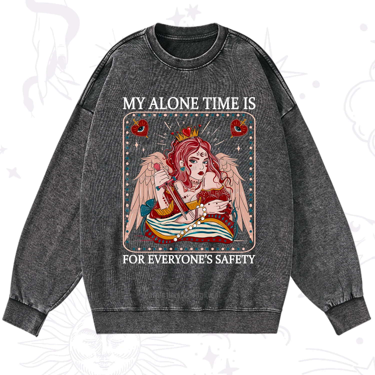 Purplehecate My Alone Time Is For Everyone's Safety Washed Sweatshirt