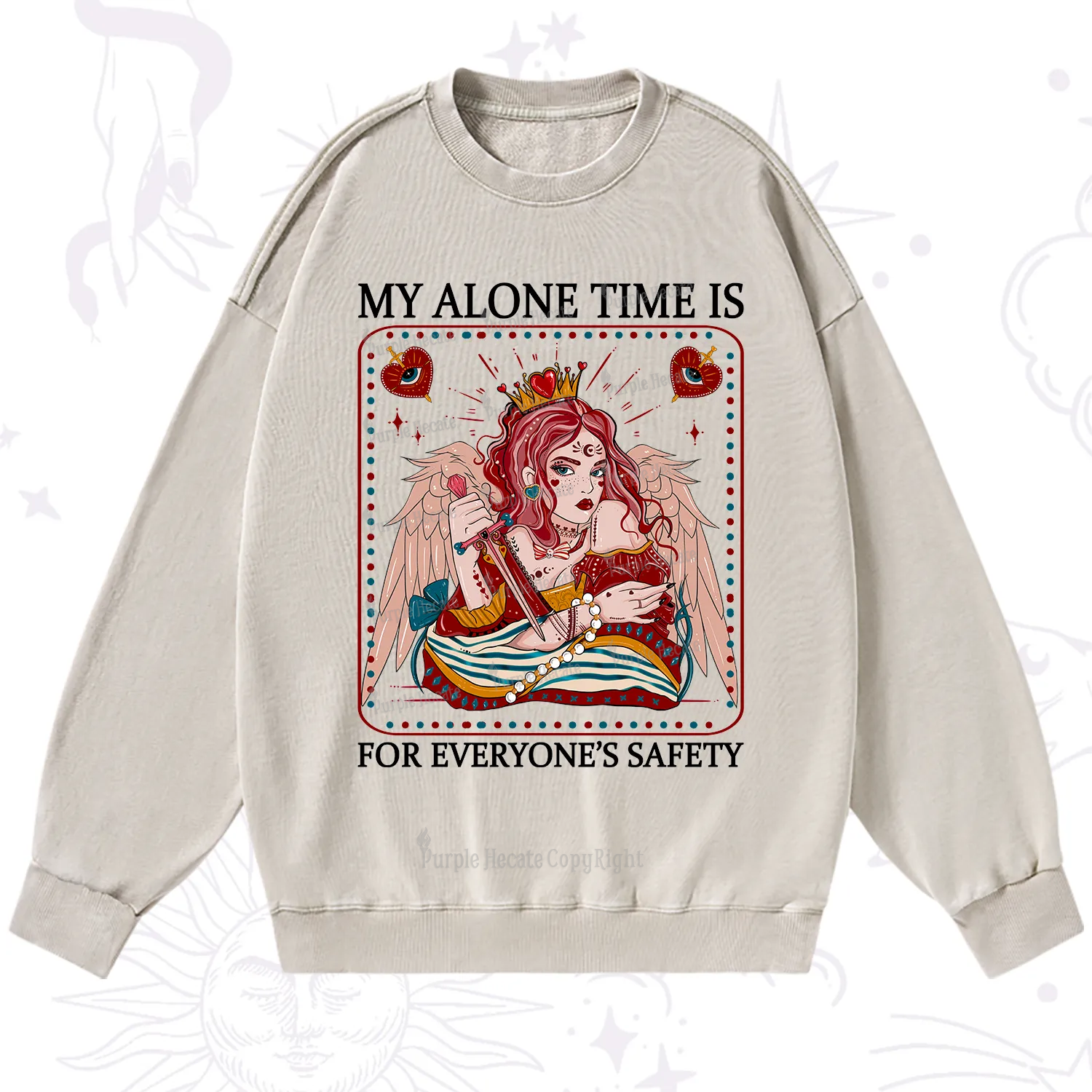 Purplehecate My Alone Time Is For Everyone's Safety Washed Sweatshirt