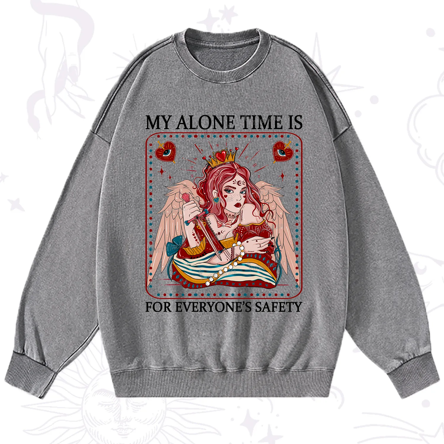Purplehecate My Alone Time Is For Everyone's Safety Washed Sweatshirt