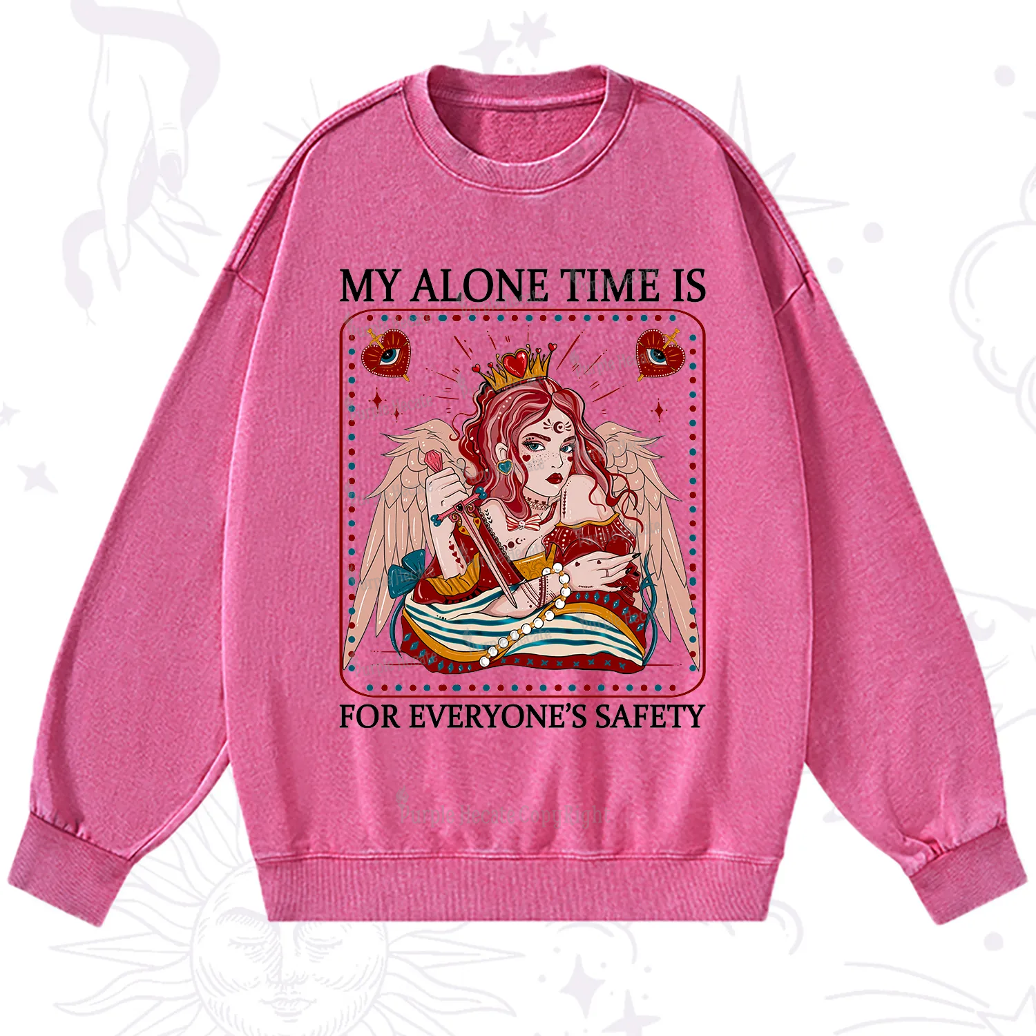 Purplehecate My Alone Time Is For Everyone's Safety Washed Sweatshirt