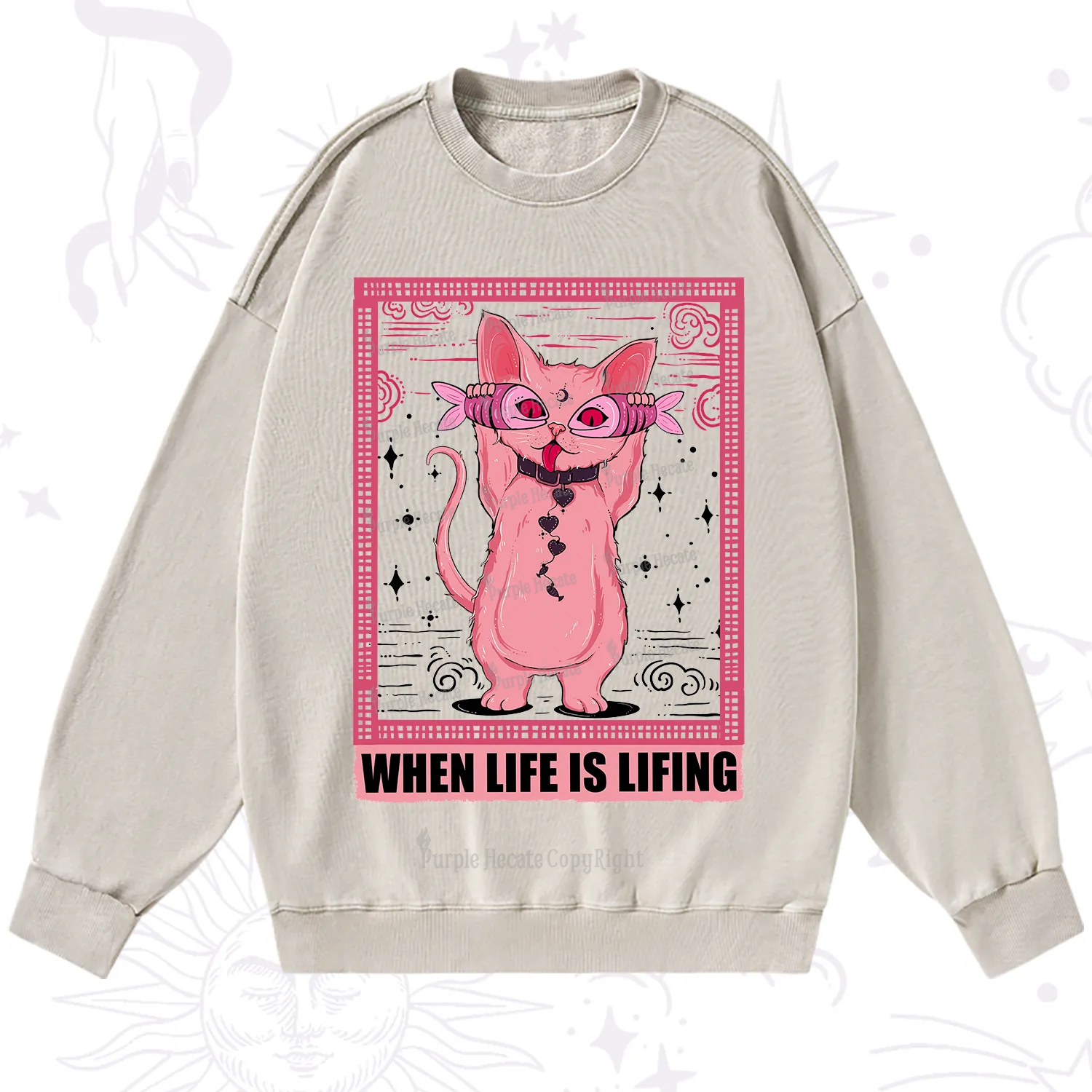 Purplehecate When Life Is Lifting Washed Sweatshirt