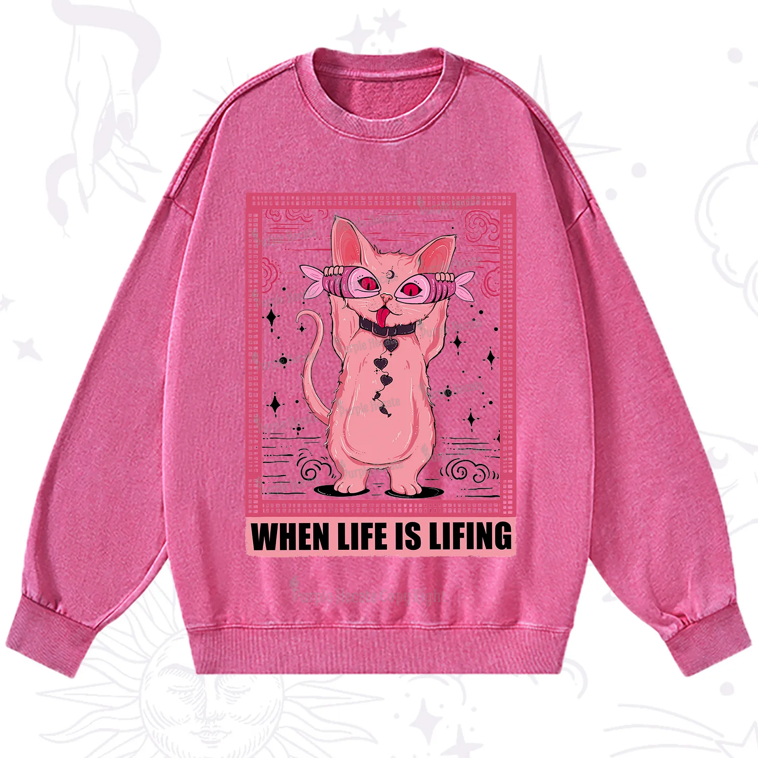Purplehecate When Life Is Lifting Washed Sweatshirt