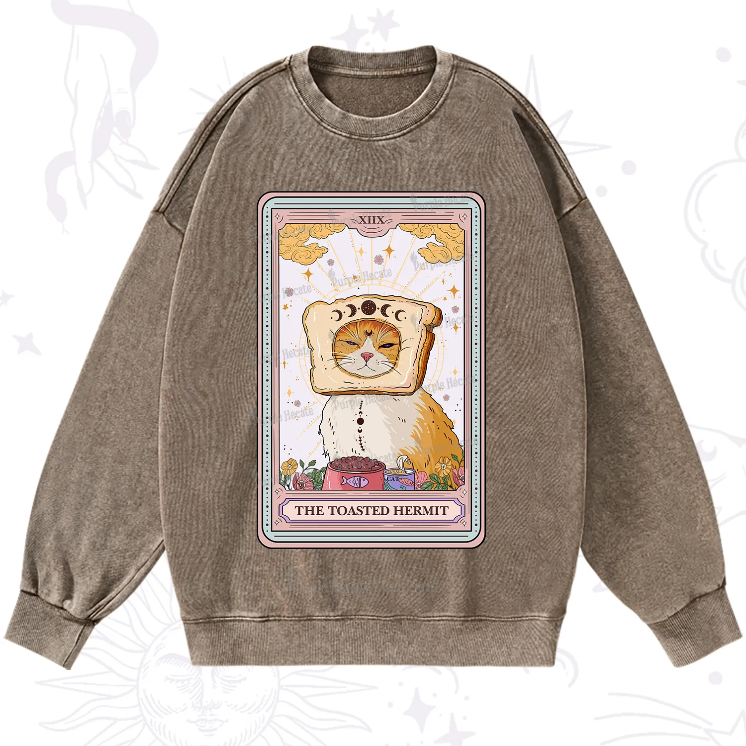 Purplehecate The Toasted Hermit Tarot Washed Sweatshirt