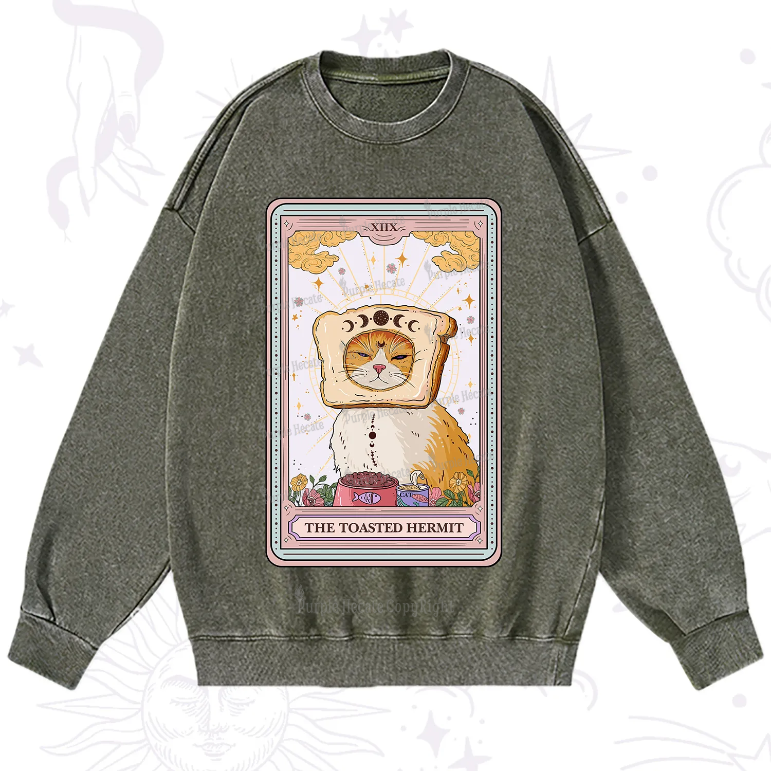 Purplehecate The Toasted Hermit Tarot Washed Sweatshirt