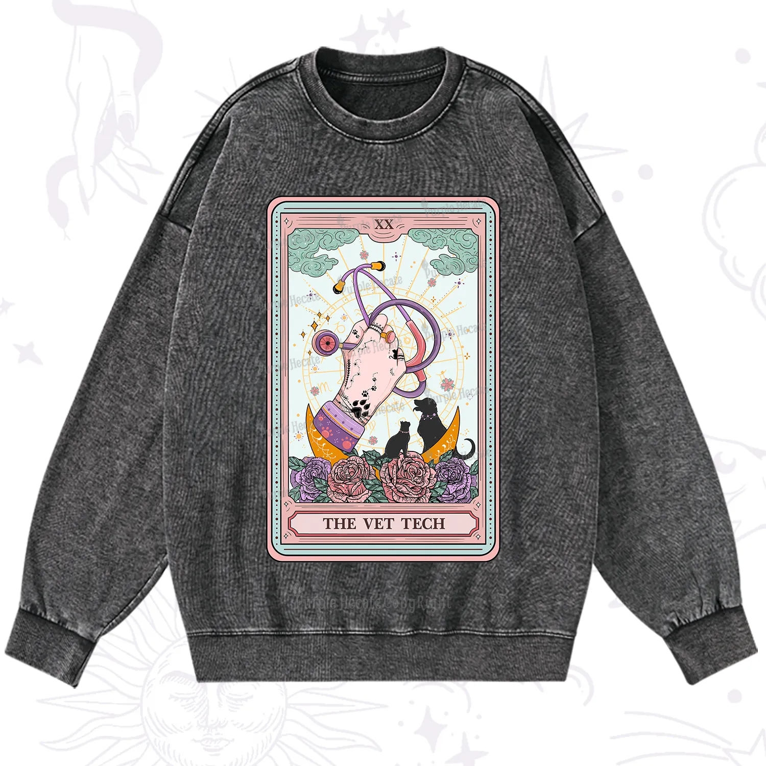 Purplehecate The Vet Tech Tarot Washed Sweatshirt