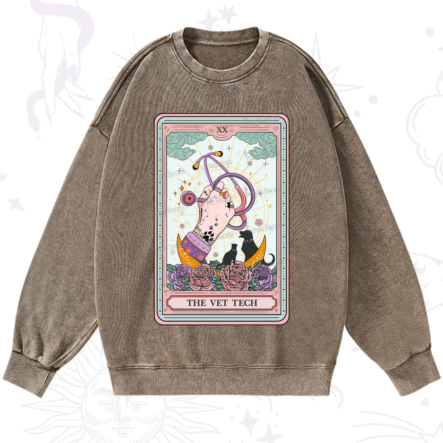 Purplehecate The Vet Tech Tarot Washed Sweatshirt